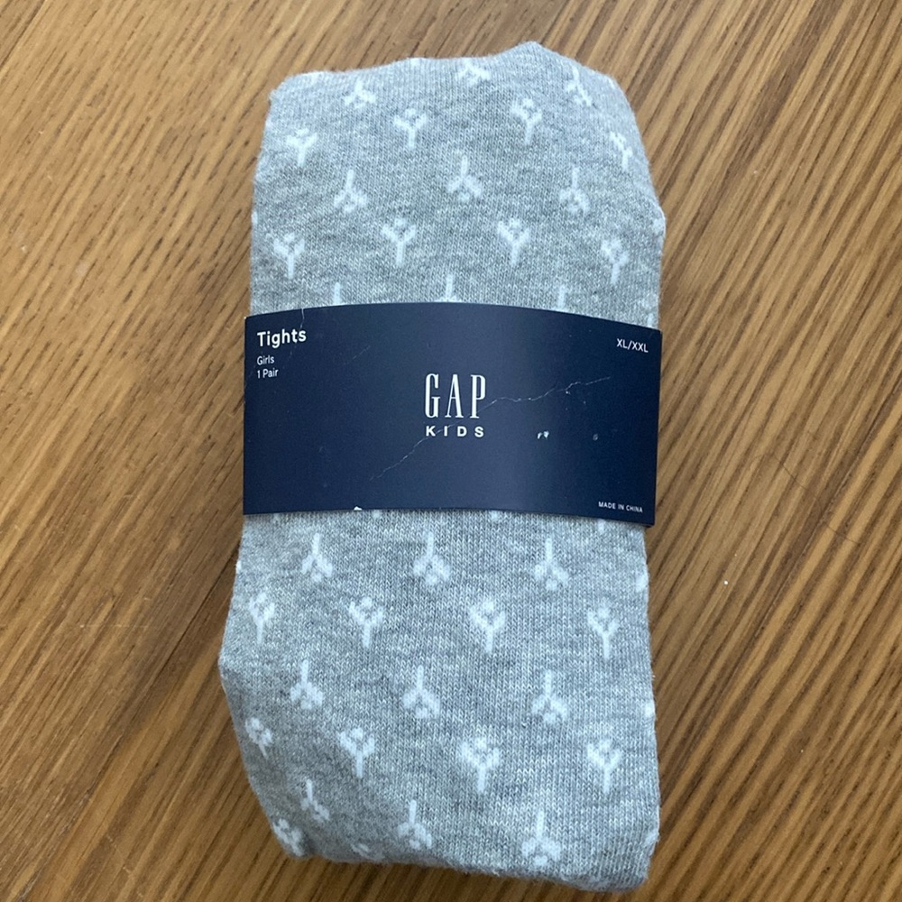 New GAP Girls Kids Basic Tights Light Gray Size XL/XXL